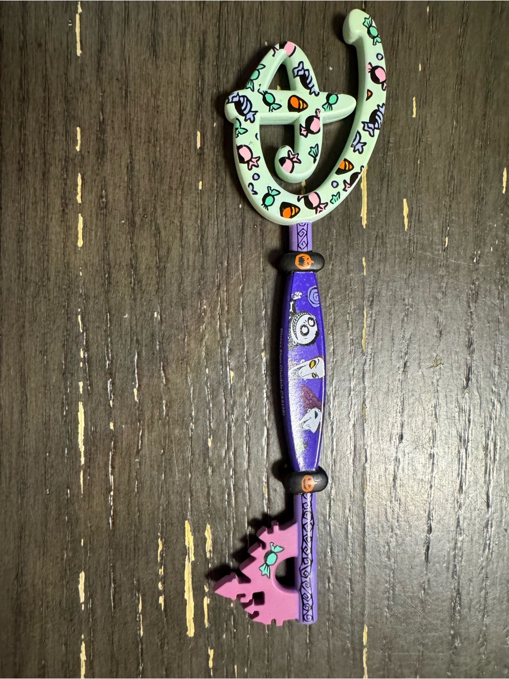 Disney nightmare before Christmas Whimsical Purple & Mint Decorative Key Pendant